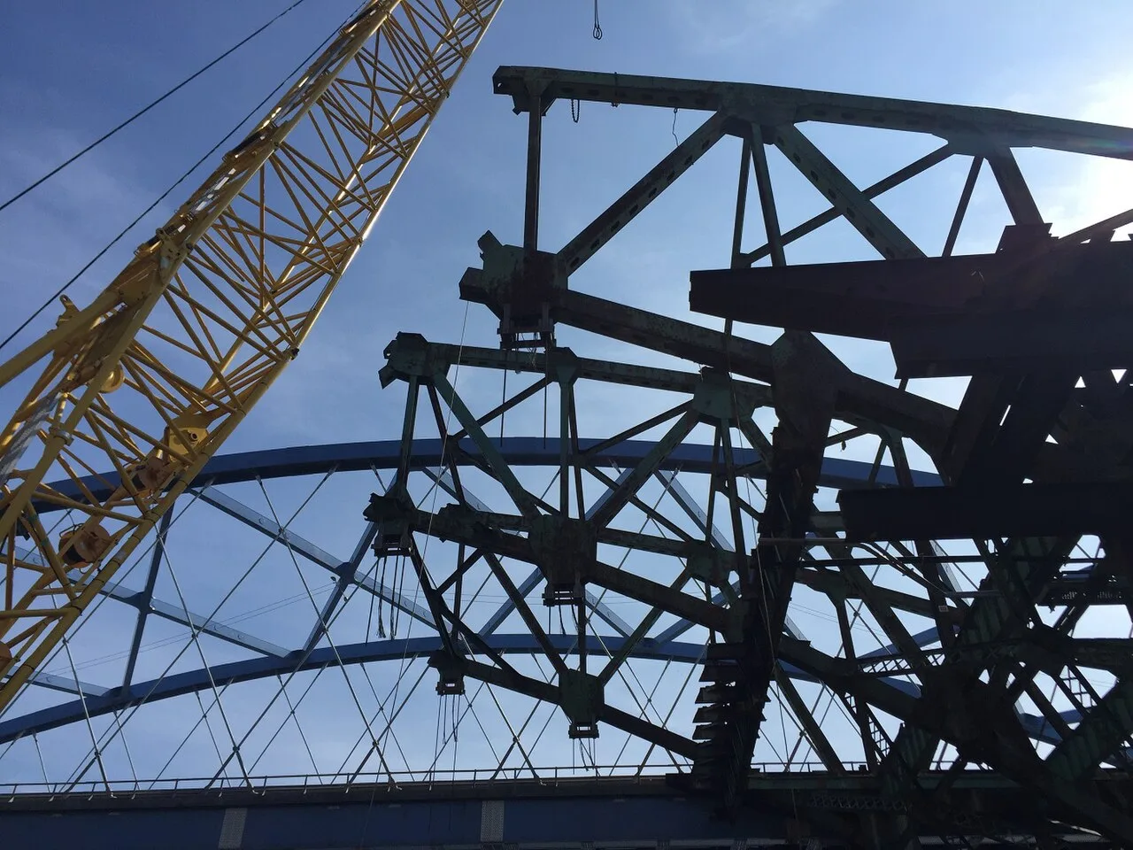 Removing an old steel truss